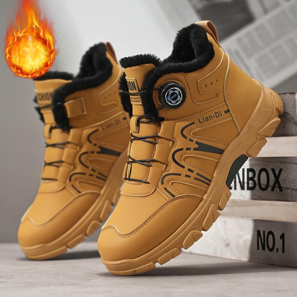 Winter New Style, High Top, Plush and Thickened, Men's Cotton Shoes, Swivel Buckle, Trendy Men's Shoes, British Style, Boots