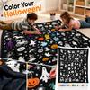 Halloween Kids Coloring Doodle Blanket with Coloring Pens, Large Drawing for Family Activities