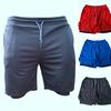 Men Shorts Double Layer Drawstring Fake Two Piece Elastic Waist Knee Length Shorts for Training