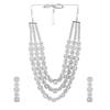 Gorgeous Designer Estele 3 Layers Necklace Set Rhodium Plated CZ White Crystals For Women