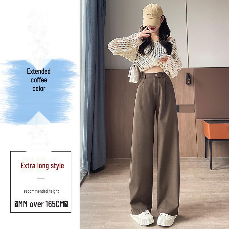 2024 Autumn Wide-Leg Angora Red High-Waist Casual Pants for Women