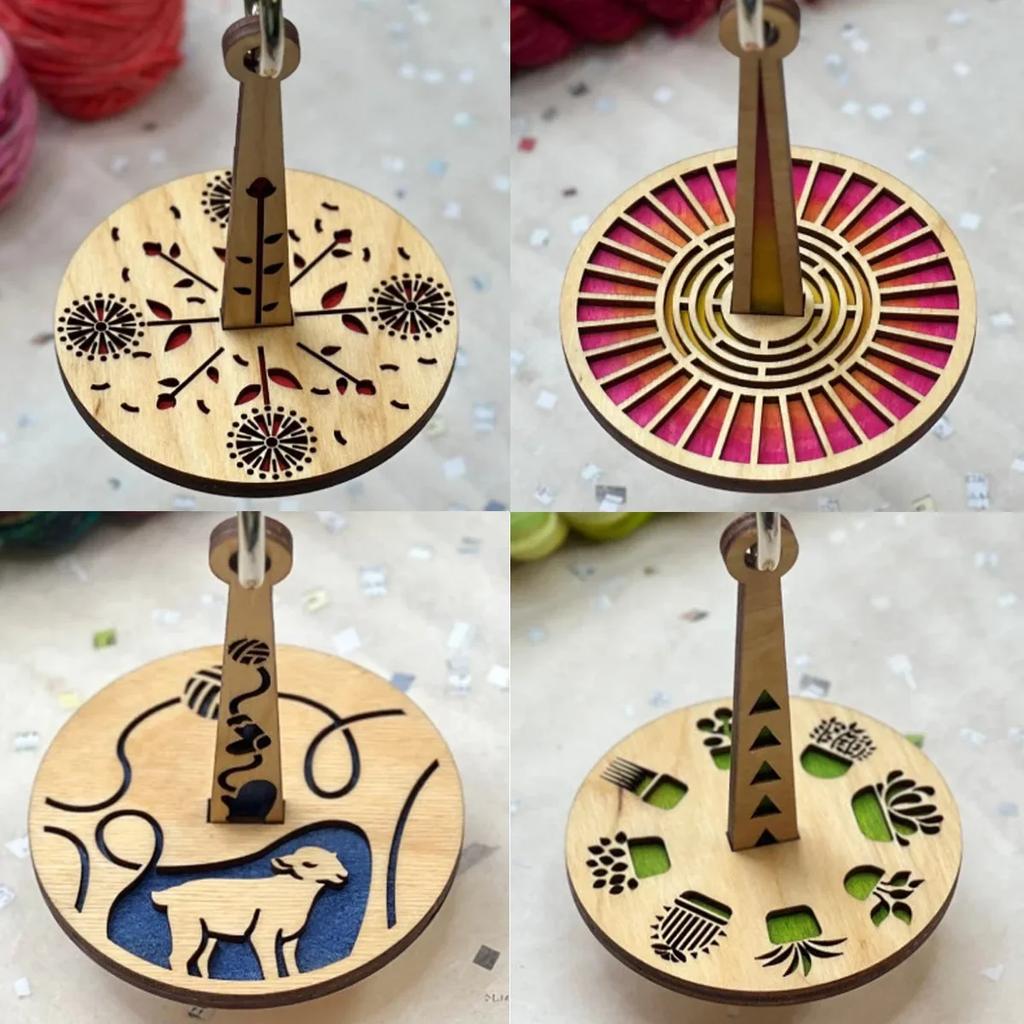 Portable Wooden Yarn Holder Spinning Stand with Wrist Strap for Knitting Sewing Thread Spool Wool Ball Winder DIY Craft