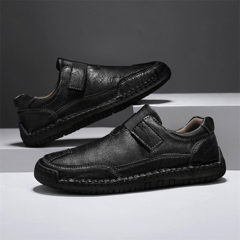 Încălțăminte casual din piele pentru bărbați, cu șireturi, cusut manual, tălpi moi pentru slackers, suprafață, fasole, cizme de camping, pantofi de mers