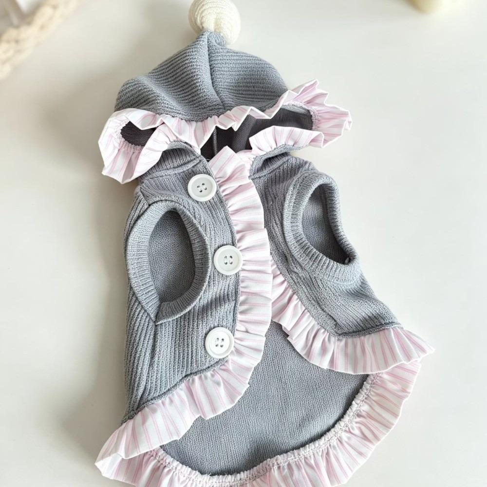 Ruffle Trim Sleeveless Pet Outfit Sleeveless Style Ruffle Dog Clothes Spring Autumn Winter