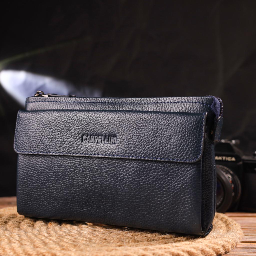 Pánská prostorná spojka z pravé kůže CANPELLINI 21550 Blue