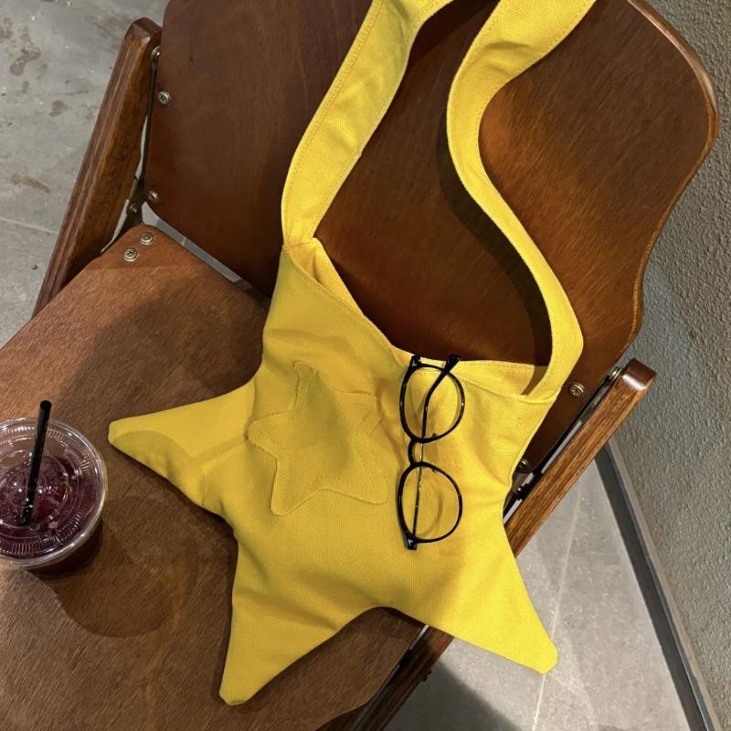 Dames Schattige Casual Stervormige Schoudertas Effen Kleur Canvas Crossbody Tas Vrouwen All-match Grote Capaciteit Handtas voor Winkelen