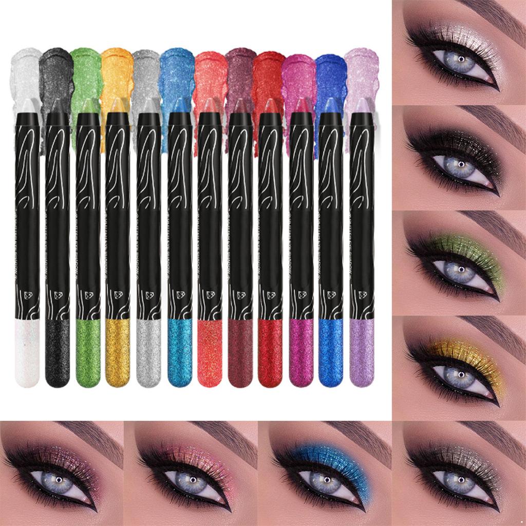 Waterproof Shimmer Eyeshadow Pen with Glitter and Pearlescent Finishes for Long Lasting Sparkly Eye Makeup
