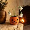 Halloween Knitted Ghost Ornament Handmade Crochet Pumpkin Pumpkin with Cute Bat Festive Home Accents for Flowers Planter Plant Tabletop Decoration
