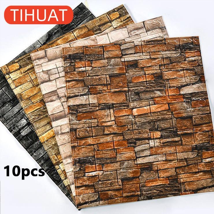 3D Tile Brick Wall Sticker Self-adhesive Waterproof Foam Wallpaper 10 Pcs 35x30cm