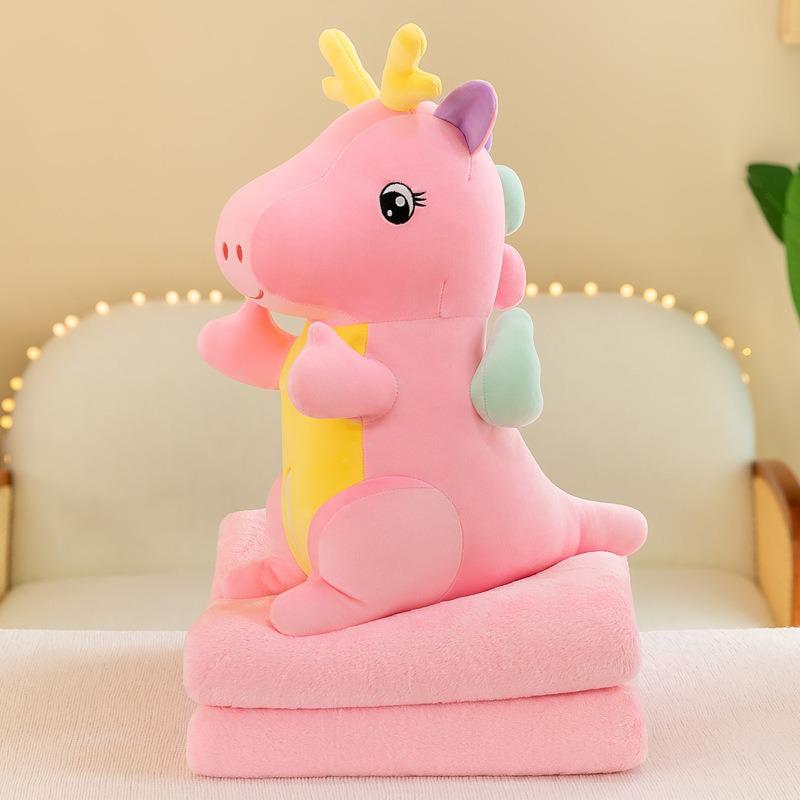 Strawberry Hugging Pig & Little Bear Plush Toy Blanket – Dual-use Nap & Travel Comfort for Kids