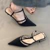 Fashion Fashion Sexy Ladies Shoes 2025 New Comfortable Sandals Pointed Toe High Heels Mules Shoes for Women Patent Leather Casual Sandal