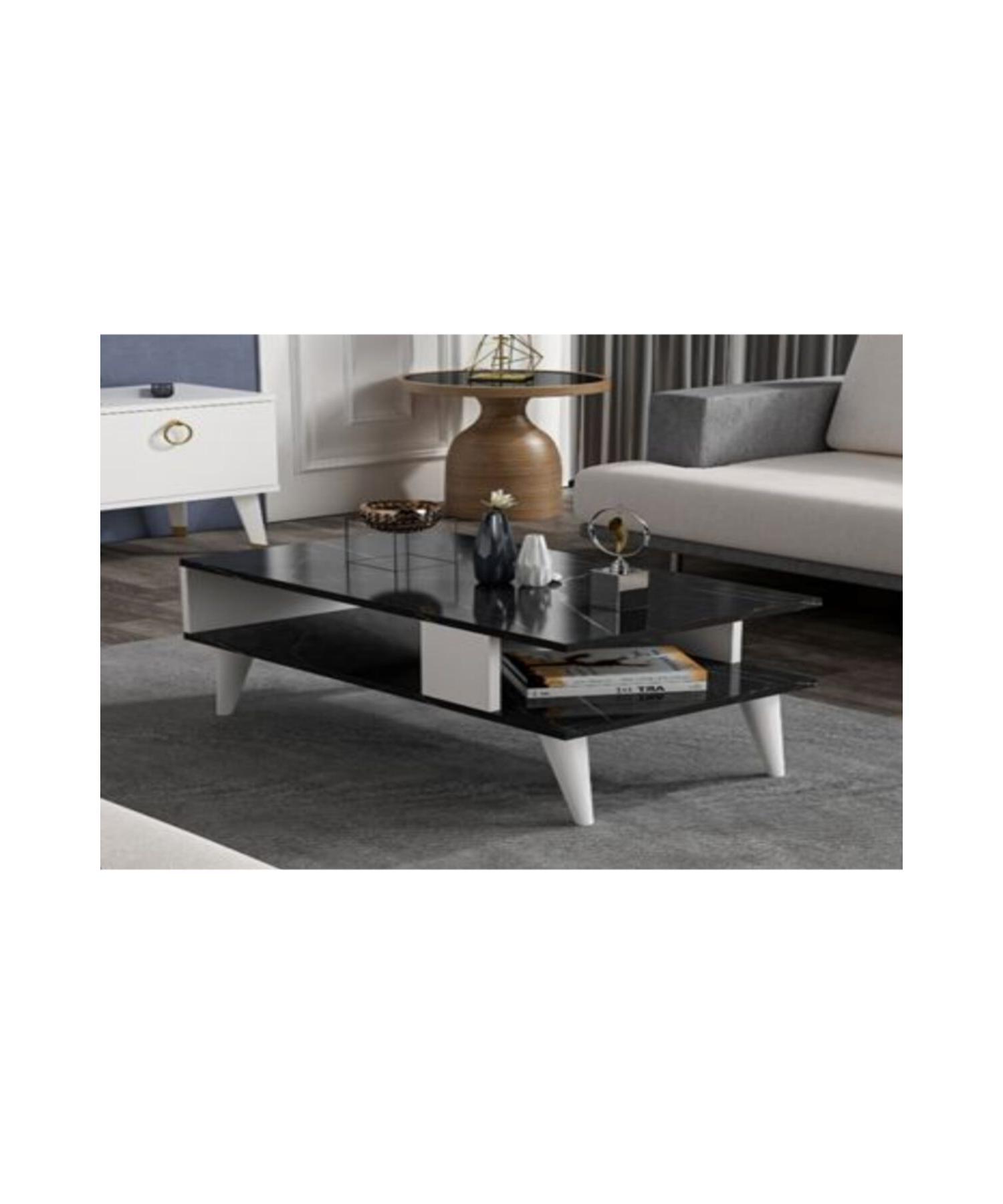 

Carnival Black White Color Decorative Modern Shelf Mdf Rectangle Coffee Table