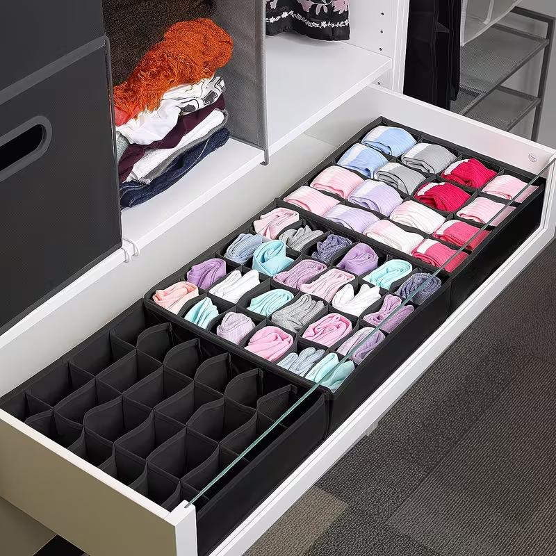 24 Compartment Fabric Drawer Organizer Foldable Zipper Closet Storage Box Socks Underwear Tie Storage Dividers Space Saving Organizer