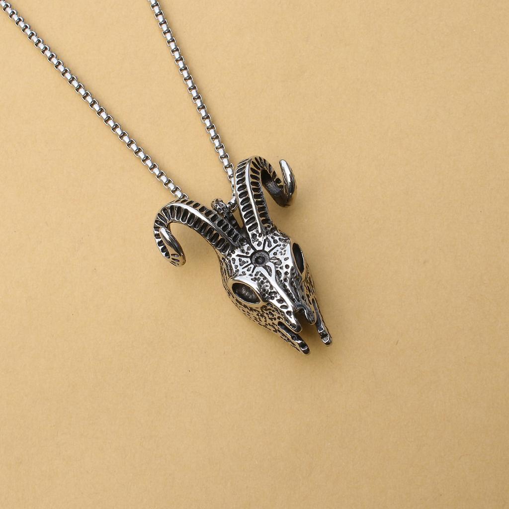 Rock Personality, African Tribal Sheephead Pendant, Die-Cast Retro Men'S Titanium Steel Necklace.