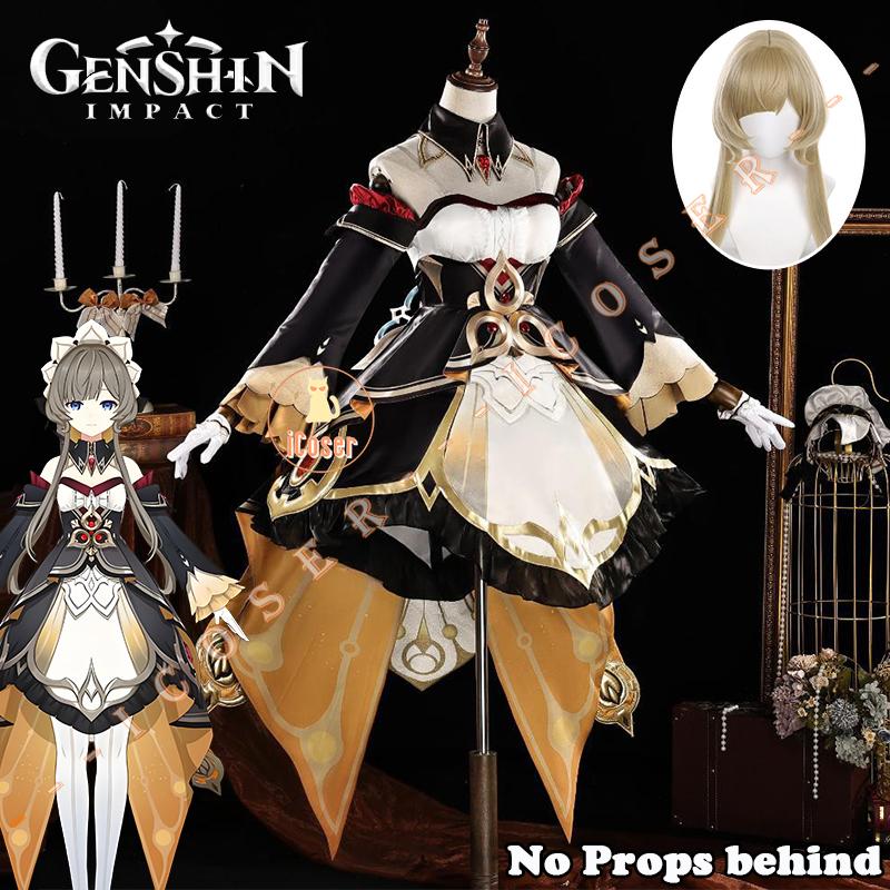 Genshin Impact Sandrone Cosplay Costume Wig Marionette Dress Uniform Eleven Fatui Harbingers Halloween Party Women Girls Props