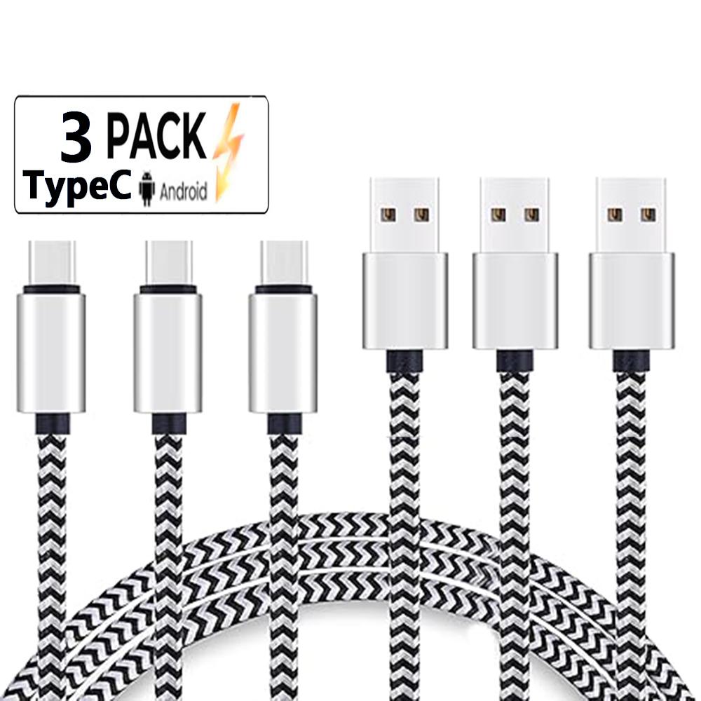 

USB Type C Cable 2.4A Fast Charging Battery Charger Wire Woven Nylon Data Cable Mobile Phone Charger For Huawei Samsung USB C 1M