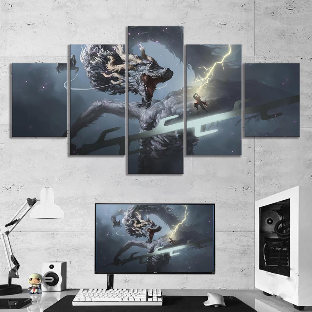 Unframed 5Pcs SEKIRO Shadows Die Twice Games Canvas Posters Wall Art Pictures HD Paintings Home Decor for Living Room Decoration