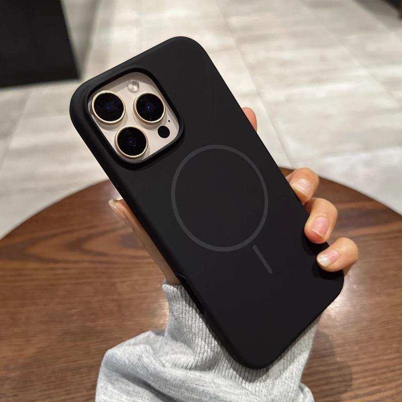 Liquid Silicone Magnetic Suction Suitable for IPhone16PROMAX Mobile Phone Case Apple 15 Strong Magnetic Thin Ring 14 Soft Protective Cover