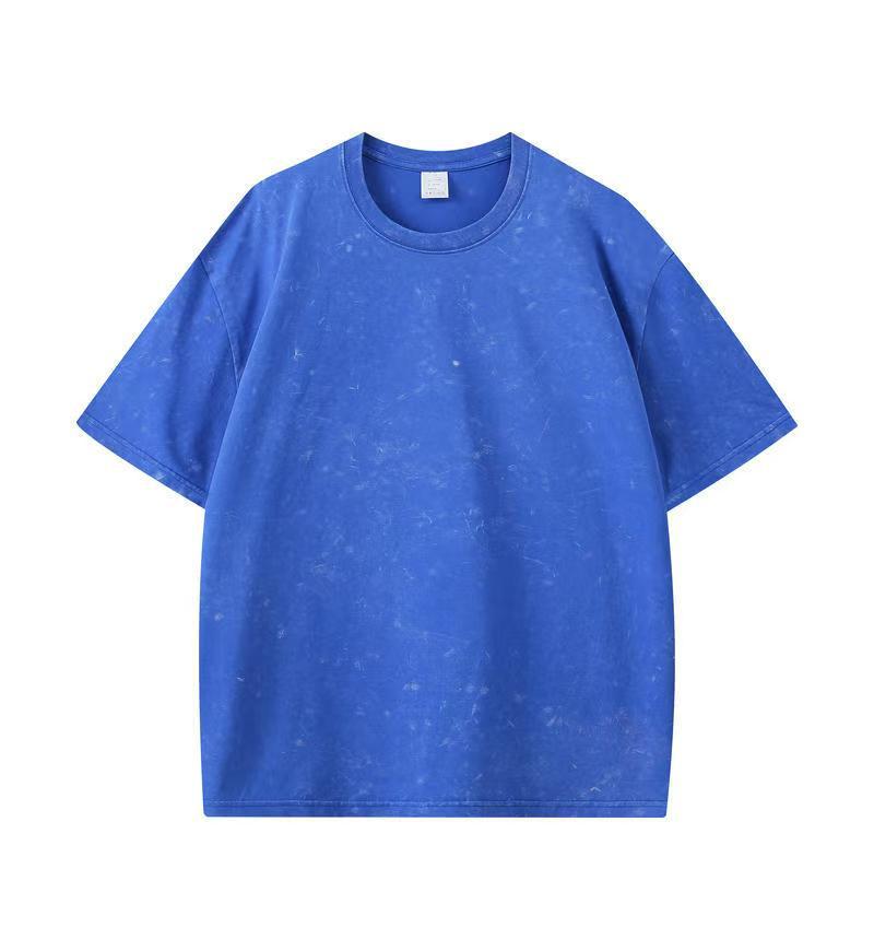 

230g American Retro Drop Shoulder Loose-Fit Pure Cotton Vintage Washed T-Shirt 5XL