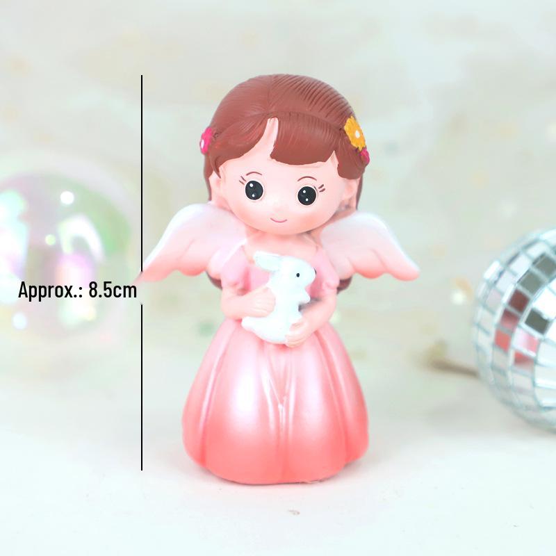 Fairy Princess Birthday Cake Decor: Gold Balls, Clouds & Colorful Wings Resin Ornaments