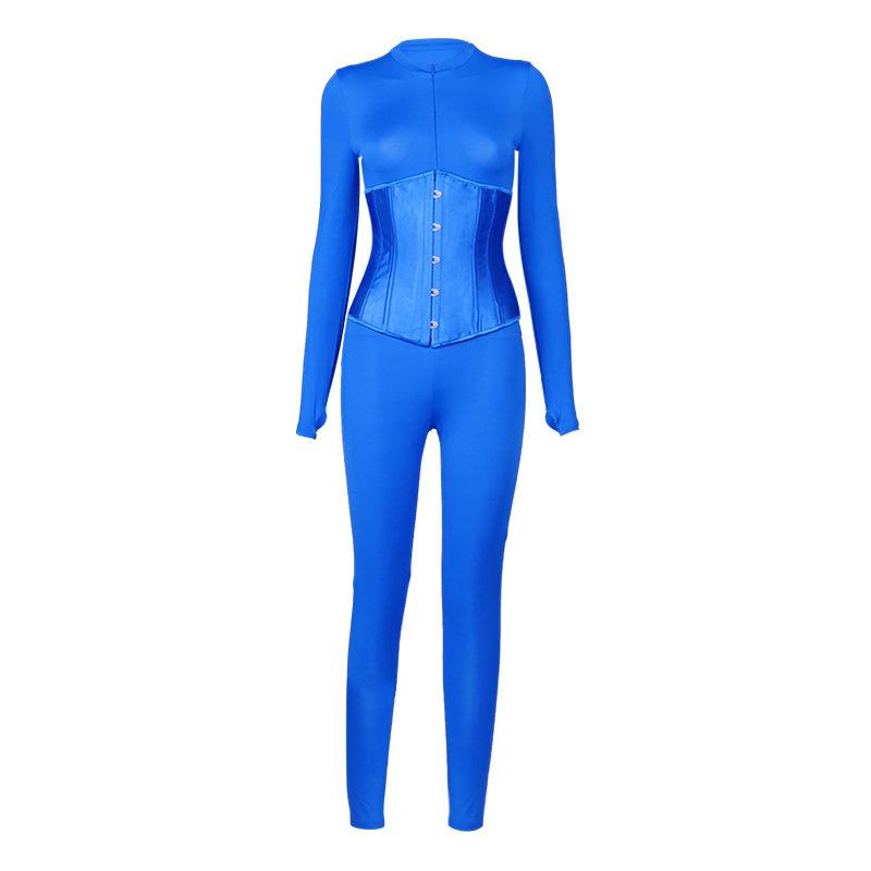 

Sanhu Lianjiang A2021541JT European/American Women s Autumn Long Sleeve Jumpsuit with Fishbone Waistband Set Large