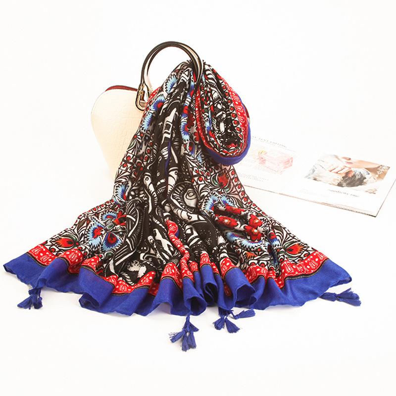 Twill Cotton Printing Cotton And Linen Ethnic Style Scarf Air Conditioner Warm Women'S Variety Sun Protection Shawl Silk Scarf