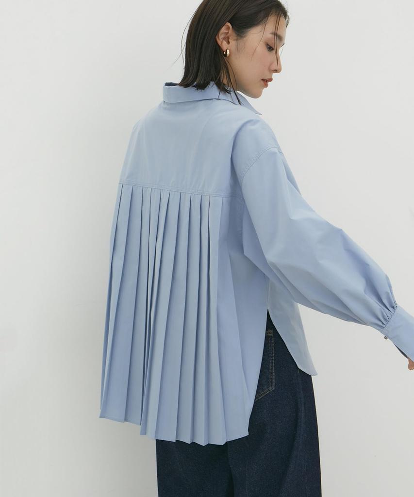 Bis Back Pleated Sax Women's Shirt, Near-Infrared Protection/UV Protection, (48)