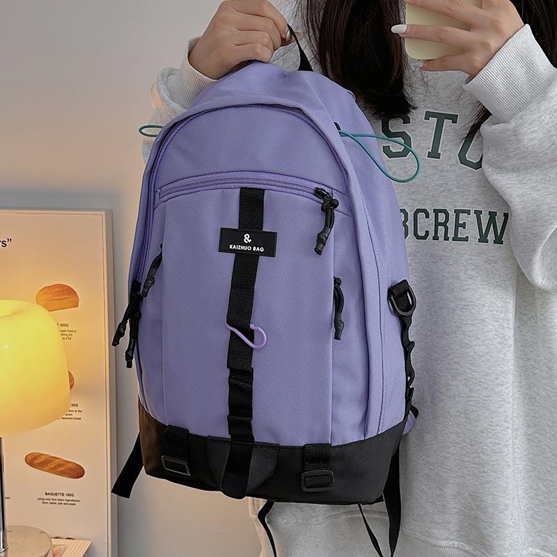 School bag Student backpack Women's campus new large-capacity casual contrasting backpack High school student travel schoolbag