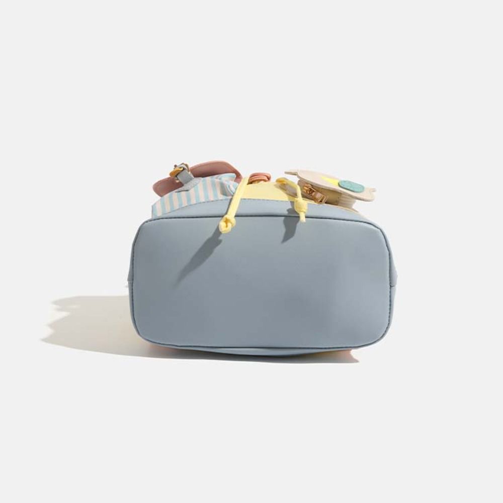 Drawstring Students School Bag Cartoon PU School Bag Storage Bag Creative Flower Backpack  Travel