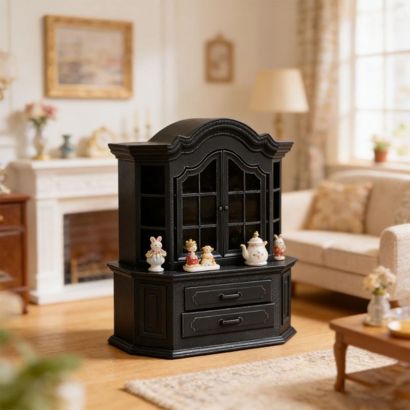 Solid Plastic Mini Cabinet Bookshelf Model Dollhouses Accessories For Bedroom Kitchen Living Room Tiny House Decoration
