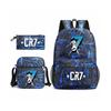 (Suit 3) CR7 Ronaldo 3pcs Sets Backpack Mochila Kids Capacity Bags