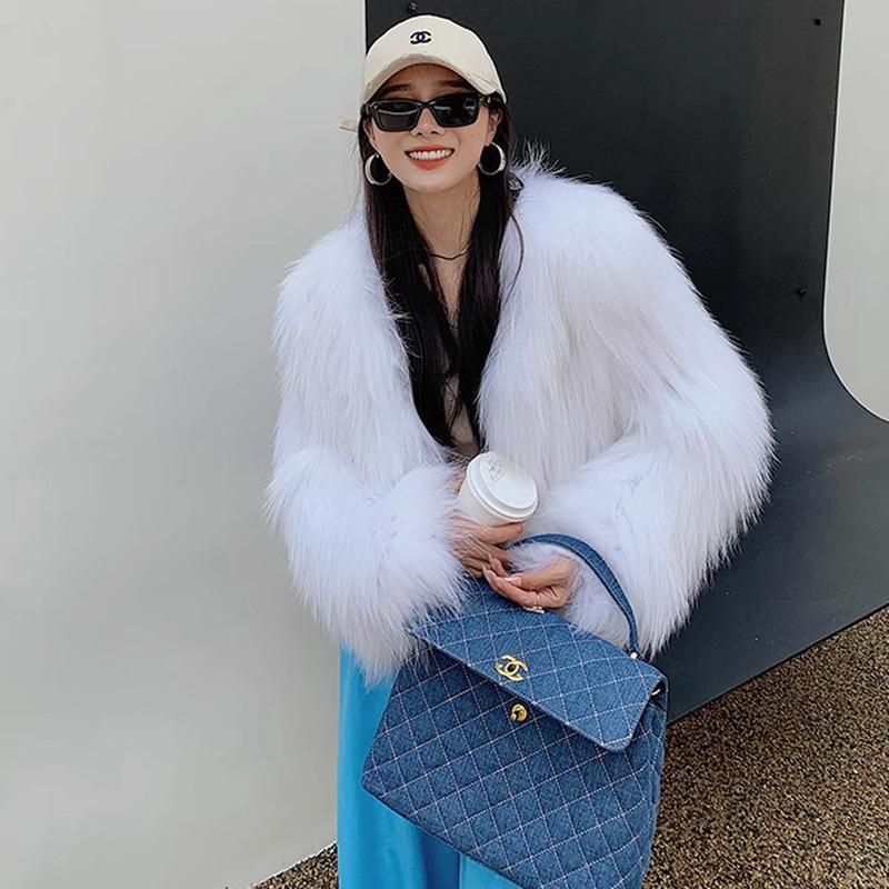 Women's clothing winter new thin imitation fox hair jacquard fringed fur short coat raccoon fur coat women