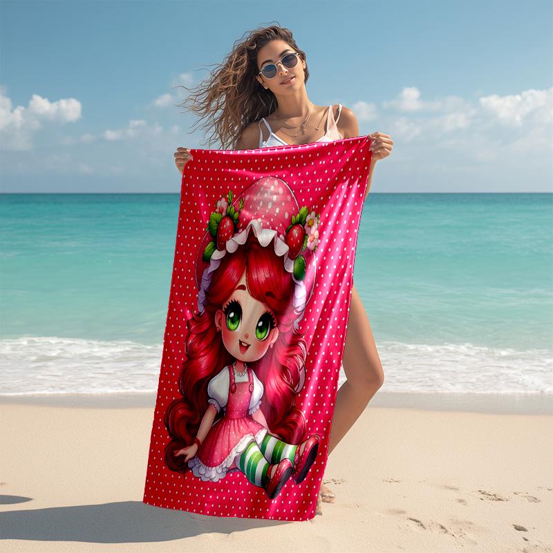 1pc Strawberry Princess6 Beach Towel, Comfortable and Thick, and Swimming/Bath/Picnic/Camping Towel, Suitable for Seaside Beaches