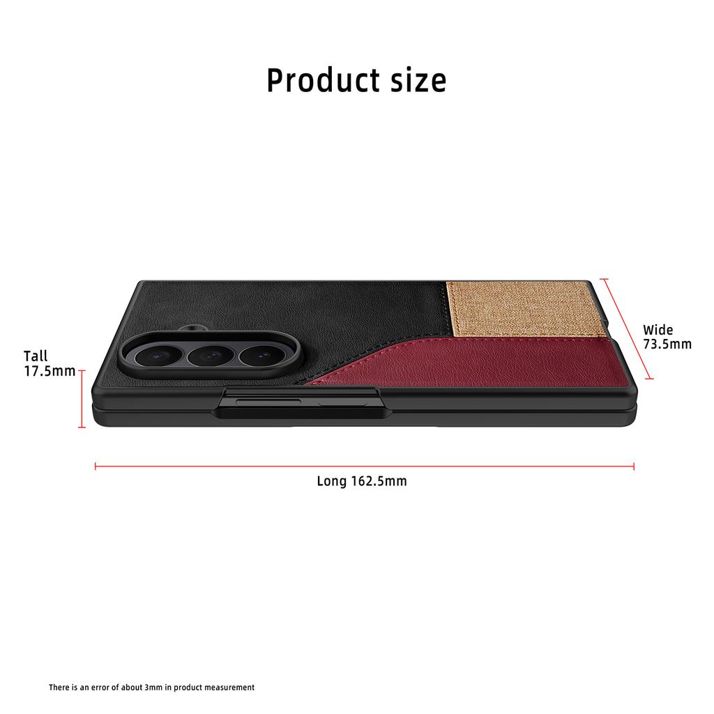 Color Collision Design PU Leather Full Cover Phone Case Cover With Screen Glass Film For Galaxy Z Fold 7 Fold 6 Fold 5 Case