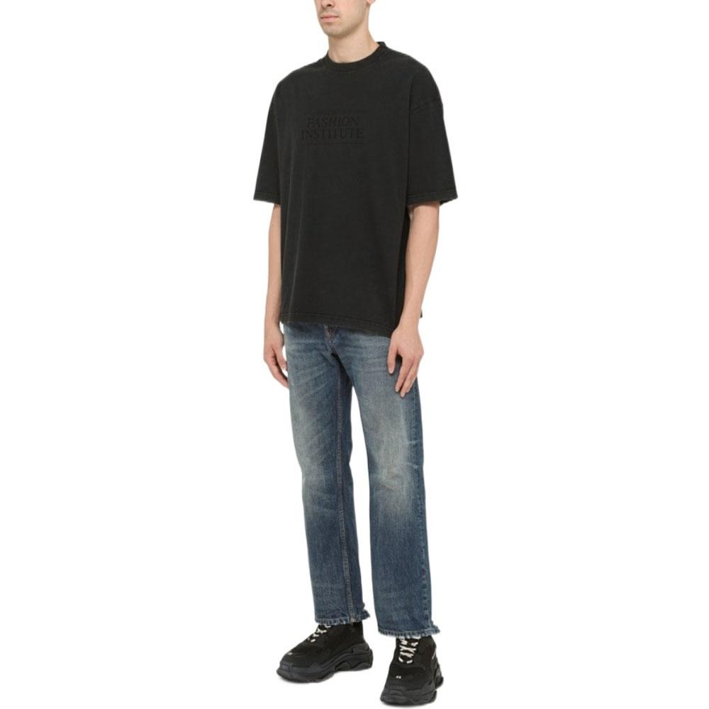 Balenciaga Fashion Institute T-shirt Medium Fit 'Washed Black' Men's 612966TMVH68190