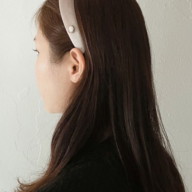 Oar Cameo Velvet Hairband [Vintage Beige]