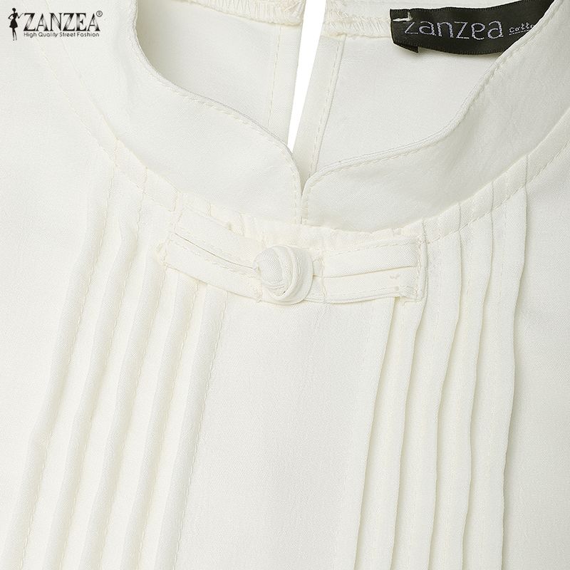 ZANZEA Lässiges, lockeres Langarmkleid für Damen mit Stehkragen