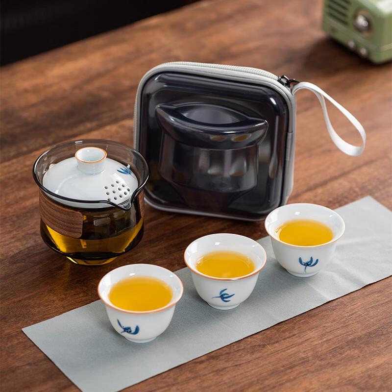Qi Hui Yan Portable Ceramic & Glass Travel Tea Set