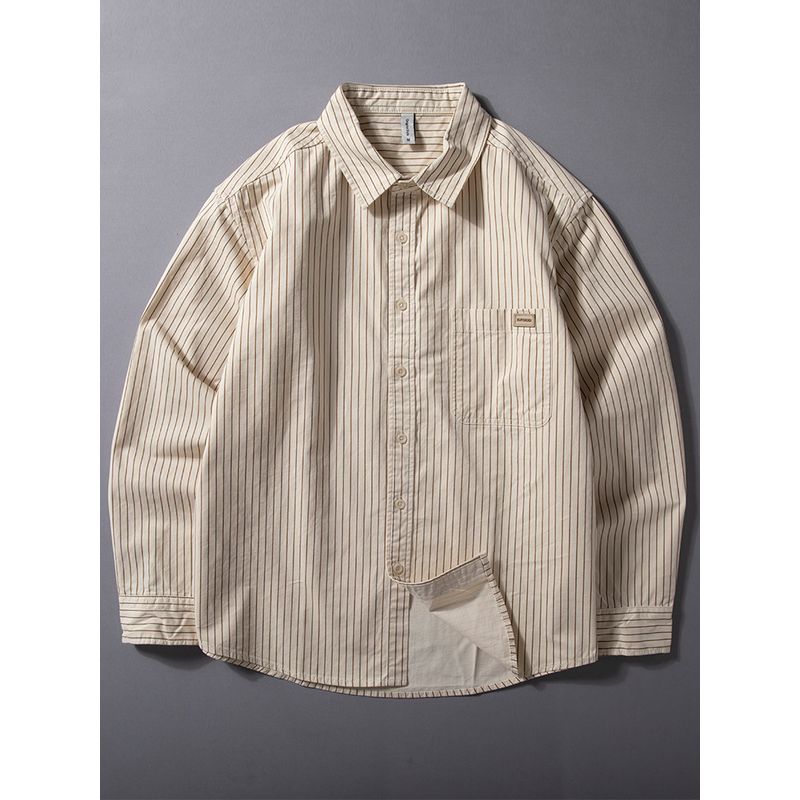 Stripes Shirt Men's Long Sleeves 2024 Autumn New Arrival Loose Casual Top Fashion Brand Trend Work Clothes Shirt Thin Coat