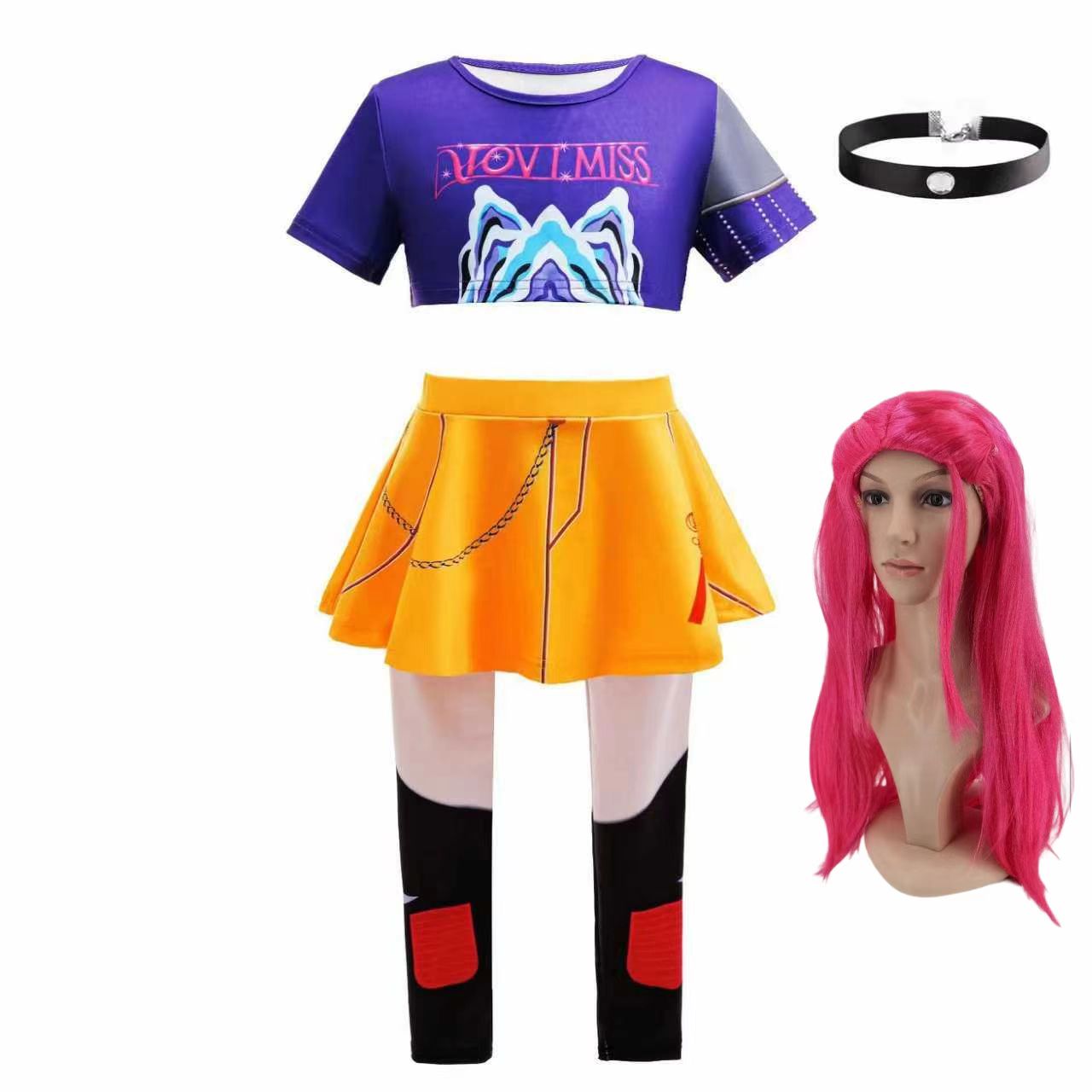 Halloween kermis kinder kostuum Verjaardagsfeest Familie Cosplay Kostuum 3-delig meisjespak Koreaanse trend hip-hop Idool Roleplay Pak 130 6year orange