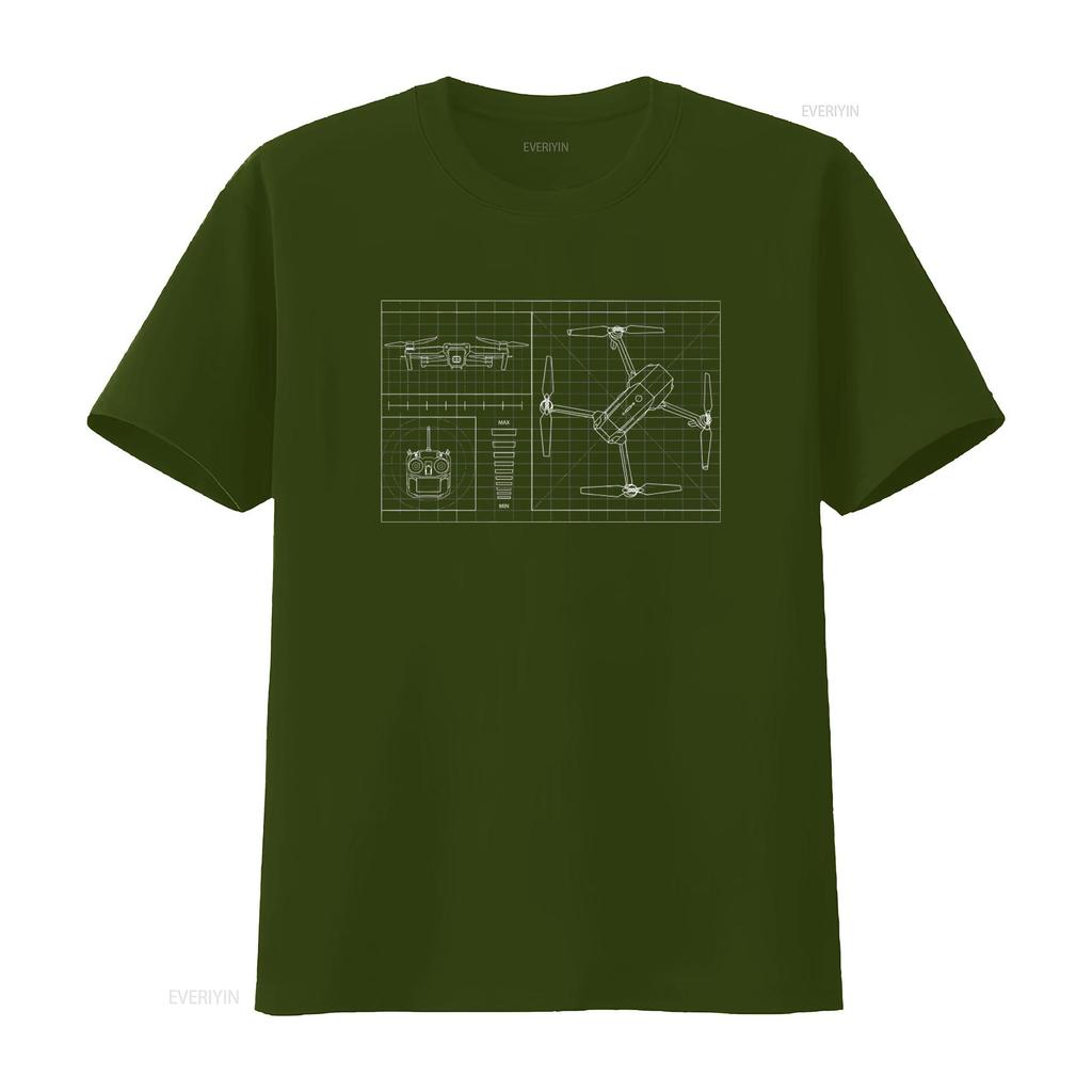 Drone Blueprint Design 100 Cotton T Shirt for Men and Women Vintage Washed Soft Streetwear Designer Clothes Stylish Slightly