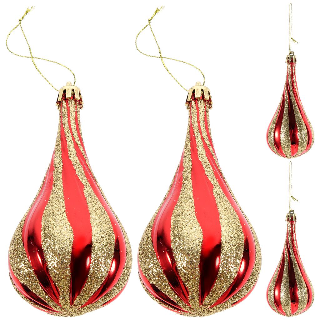 4Pcs Gold Plastic Christmas Tree Hanging naments Xmas Tree Balls Festive Party Holiday Decorations Cartoon Shaped Pendant