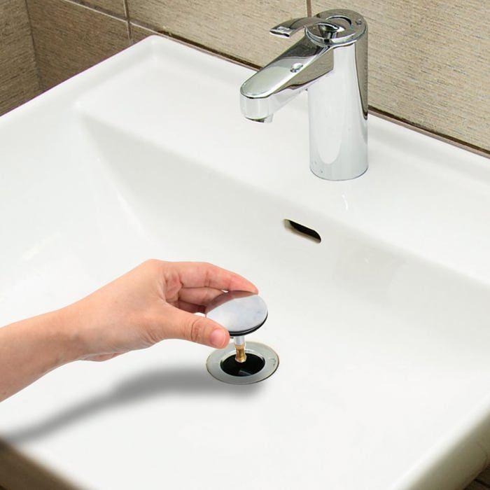 Bouchon de vidange universel en laiton réglable 50–55 mm pour baignoire et évier, finition argent