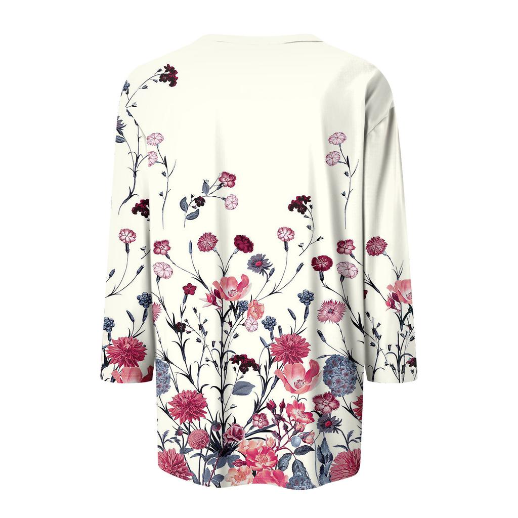 Dámská móda Ležérní topy s 3/4 rukávem Plisované módní oblečení Tričko Topy