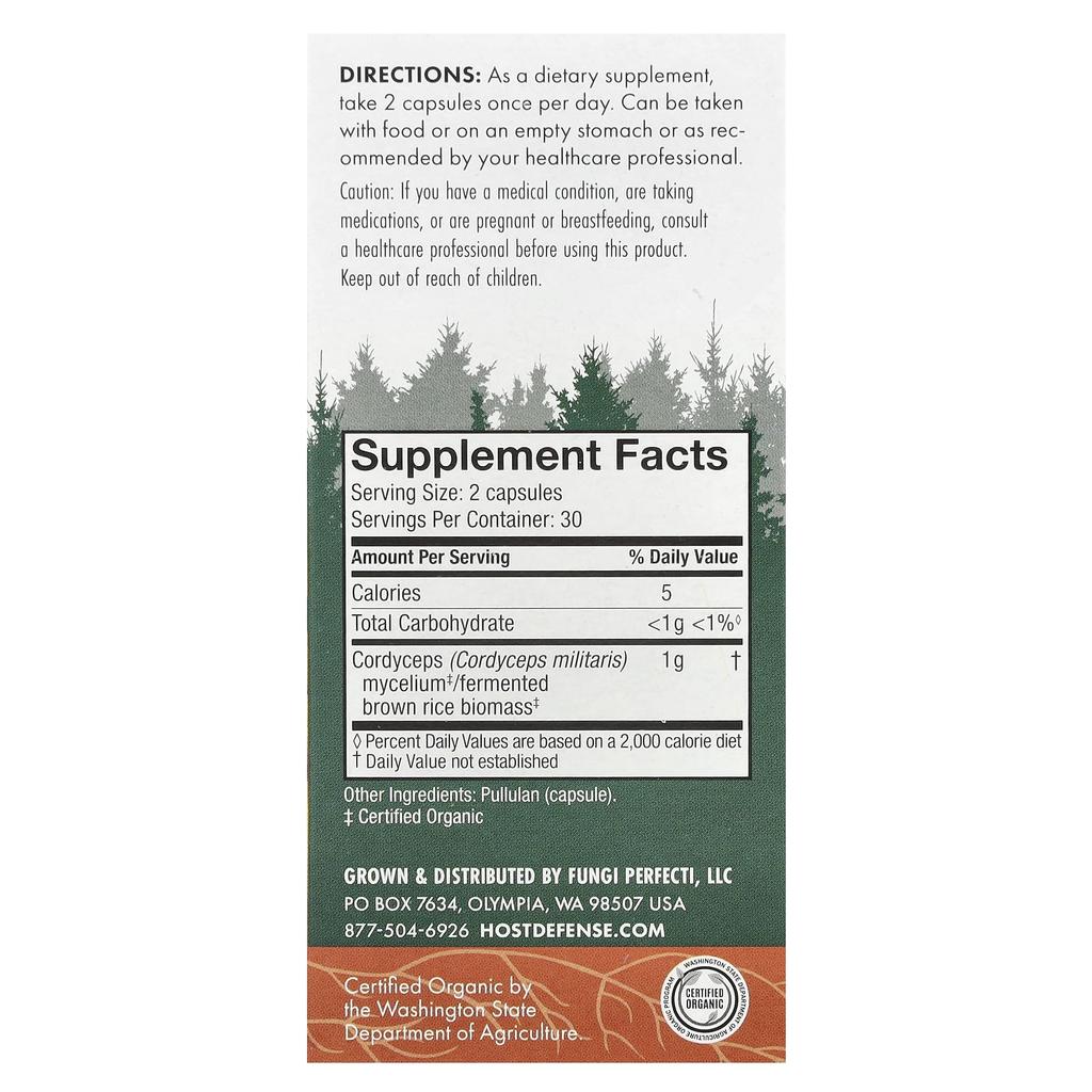 Mushrooms™, Cordyceps Militaris, 60 Capsules (0.5G per Capsule)