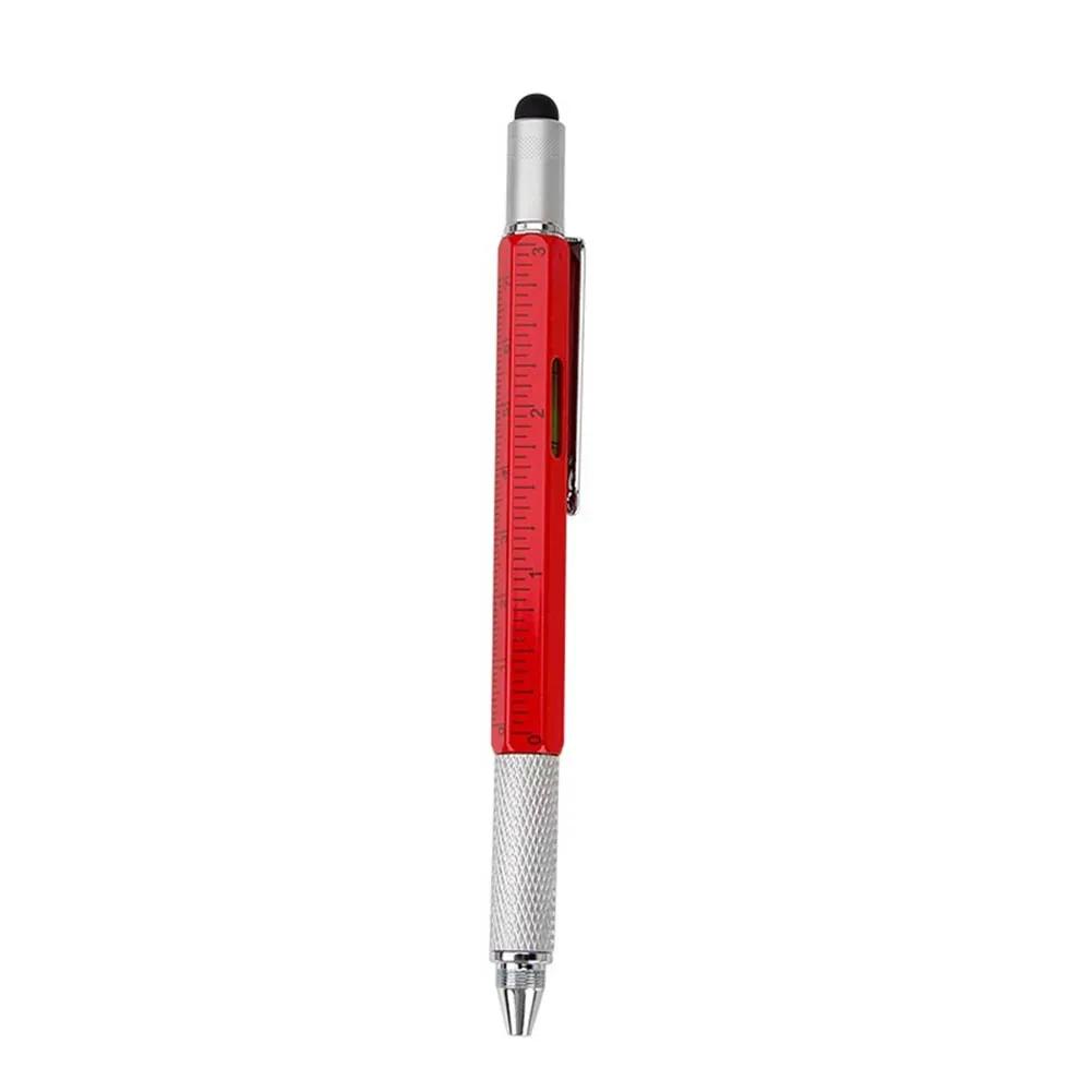 

Multi-function Tool Pen Level Scale Touch Screen 6in1 Metal Ballpoint Pen Tools Ferramentas Herramientas Garden Navaja красный