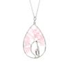 Handmade Copper Wire Wound Natural Gravel Crystal Giraffe Life Tree Fortune Tree Necklace N53