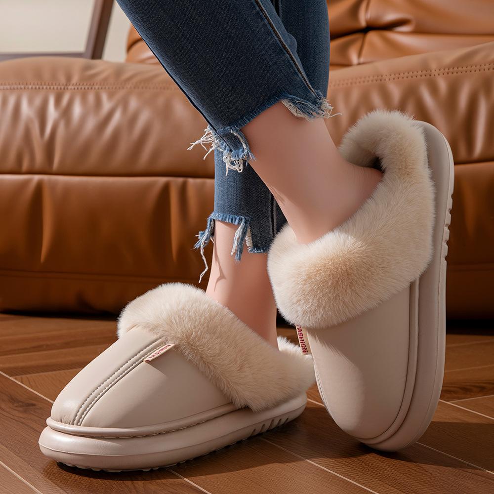 2025 waterproof cotton slippers autumn and winter warm velvet couple home warm waterproof slippers winter