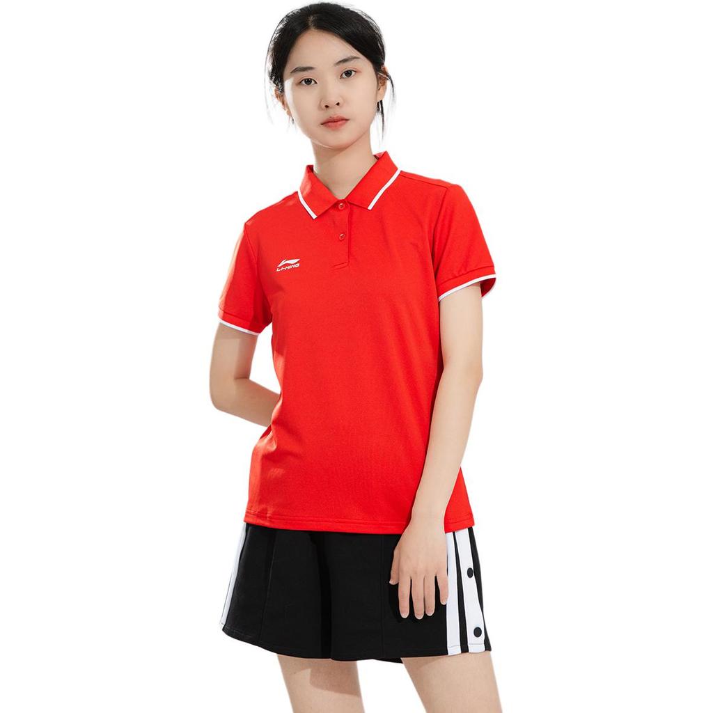 Li Ning Quick-Drying Breathable Sports Polo Shirt Women Tops Red APLQ068-4