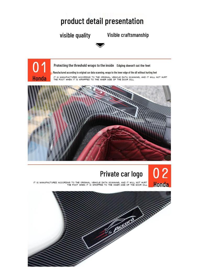 10th Gen Fit Carbon Fiber Door Sill & Rear Guard Plate Set